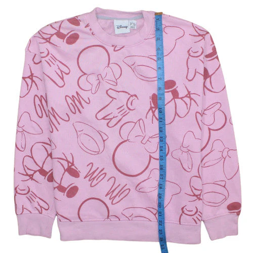 Disney Women Pink Minnie Mouse Print Pullover Sweatshirt S - Image 3
