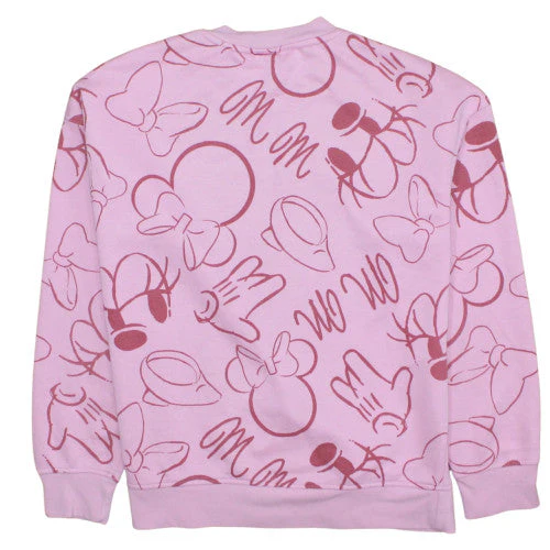 Disney Women Pink Minnie Mouse Print Pullover Sweatshirt S - Image 4