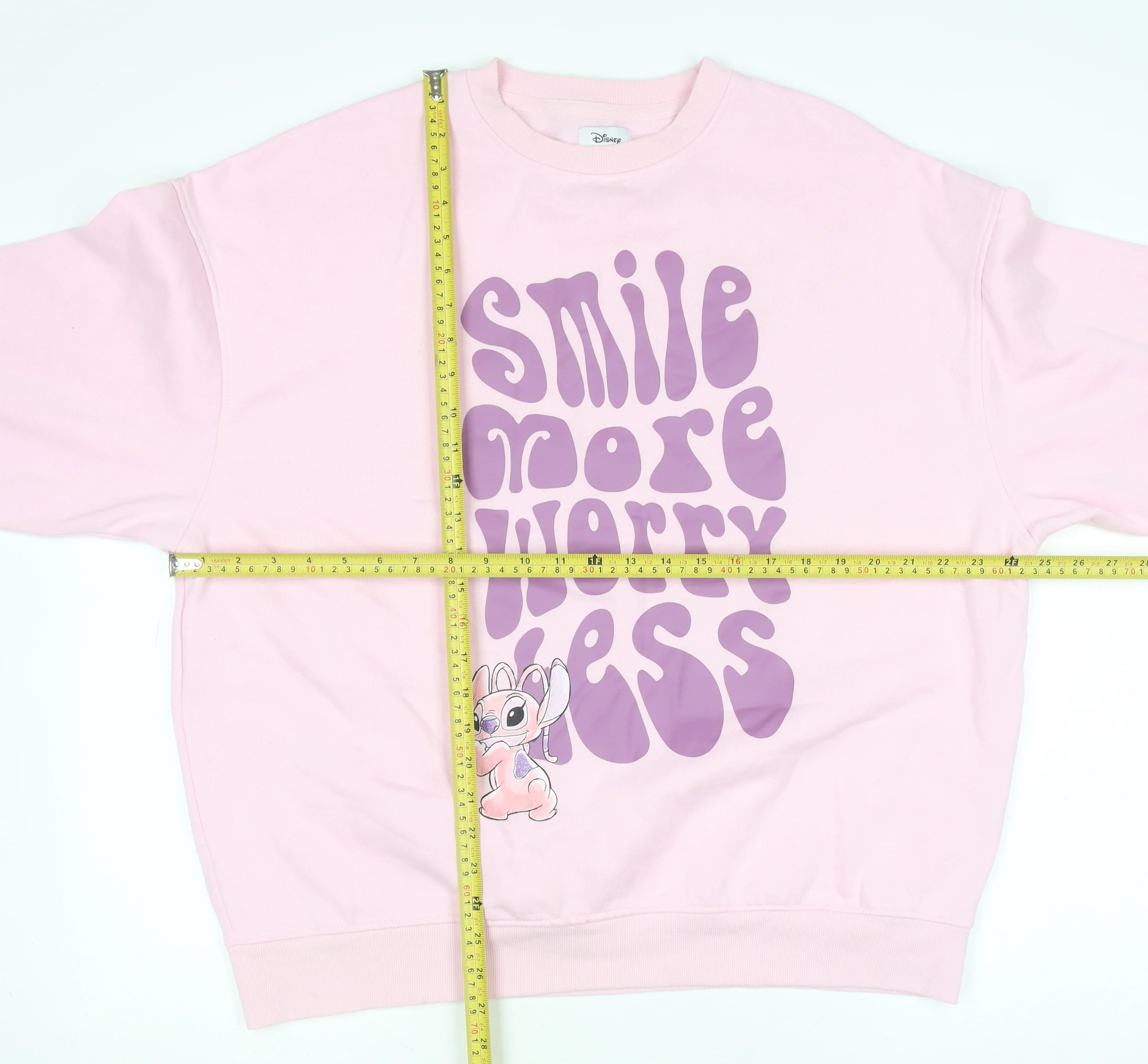 Disney Women Pink Pullover Sweatshirt M Stitch Graphic Lined Casual - Image 2