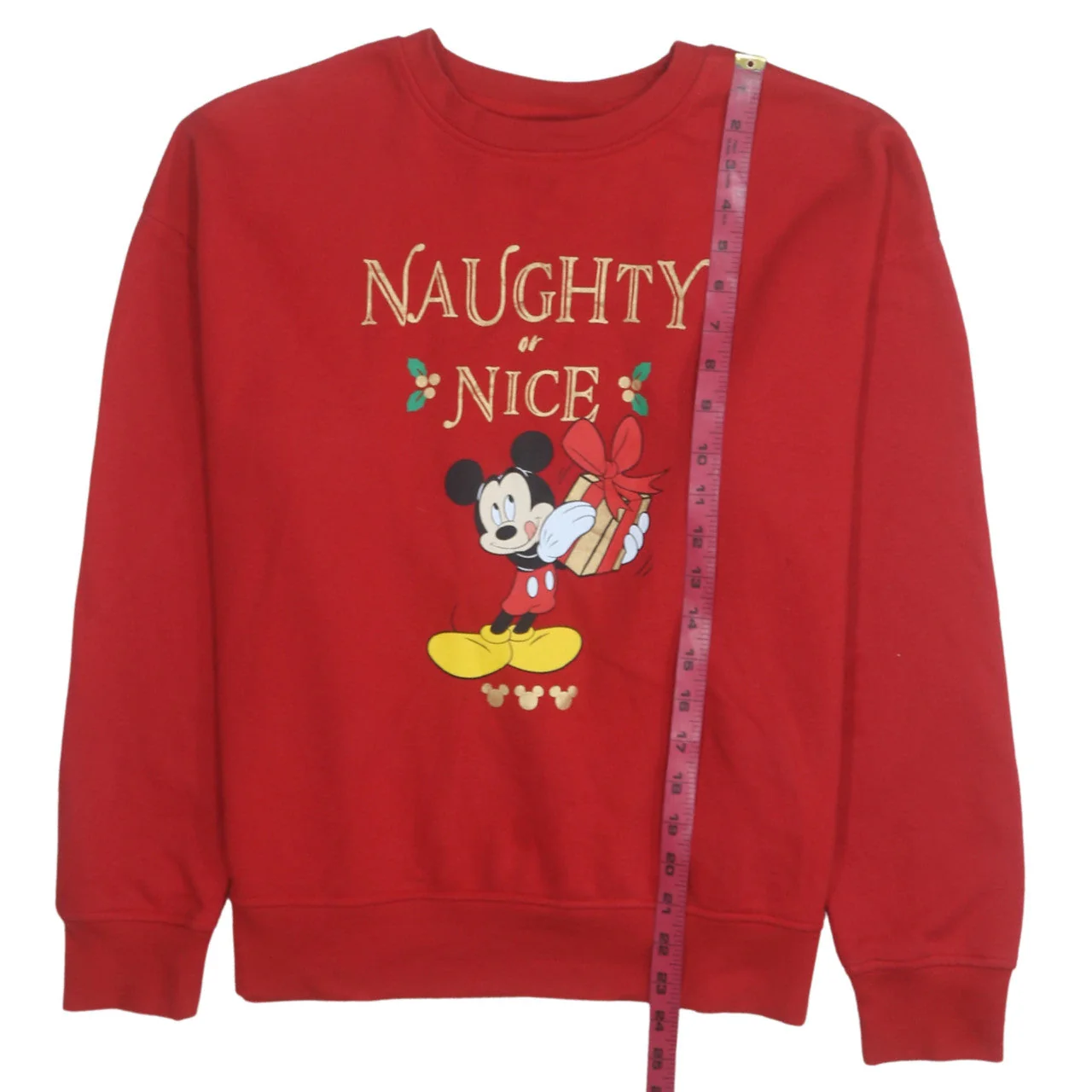 Disney Women Red Mickey Mouse Christmas Pullover Sweatshirt UK 12/14 - Image 3