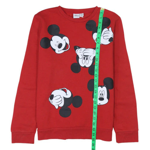 Disney Women Red Mickey Mouse Print Pullover Sweatshirt Size M 10/12 - Image 3