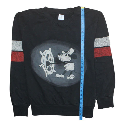 Disney Women’s Black Mickey Mouse Steamboat Crew Neck Sweatshirt L - Image 3
