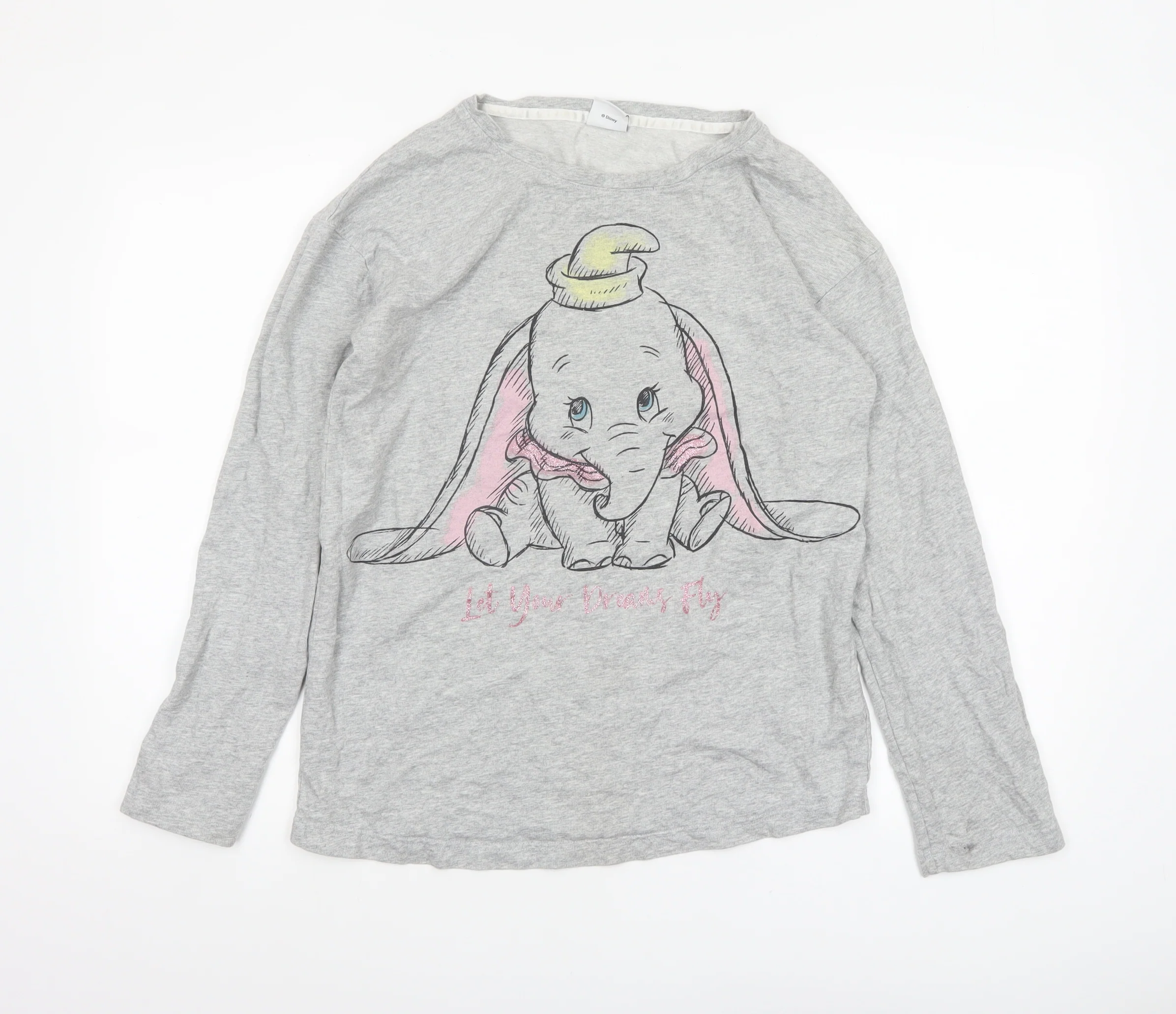 Disney Women’s Grey Dumbo Long Sleeve Nightshirt XS