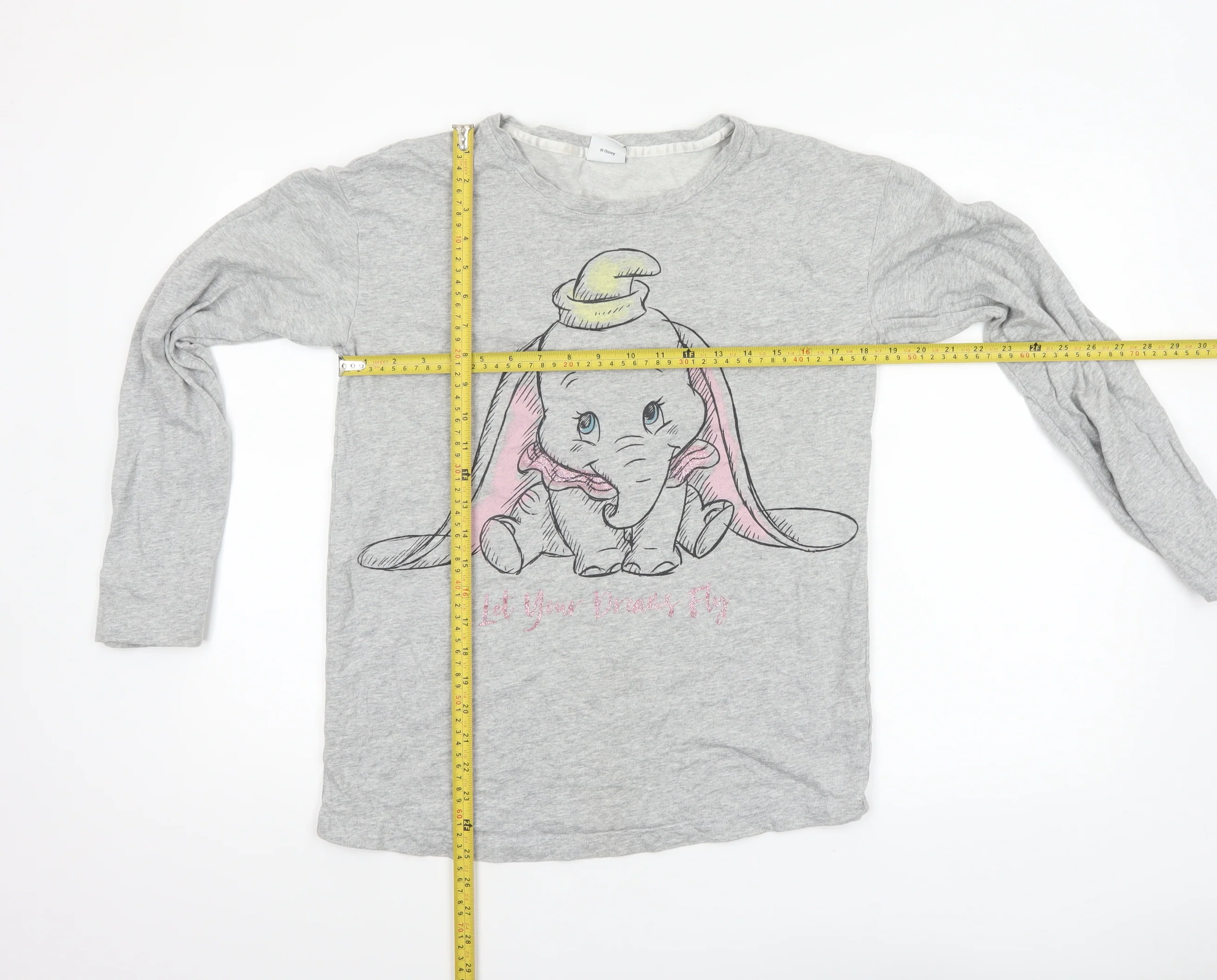 Disney Women’s Grey Dumbo Long Sleeve Nightshirt XS - Image 2
