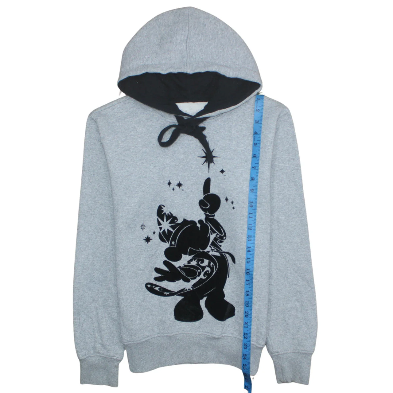 Disney Women’s Grey Hoodie Small Pullover Mickey Sorcerer Graphic Sweatshirt - Image 3