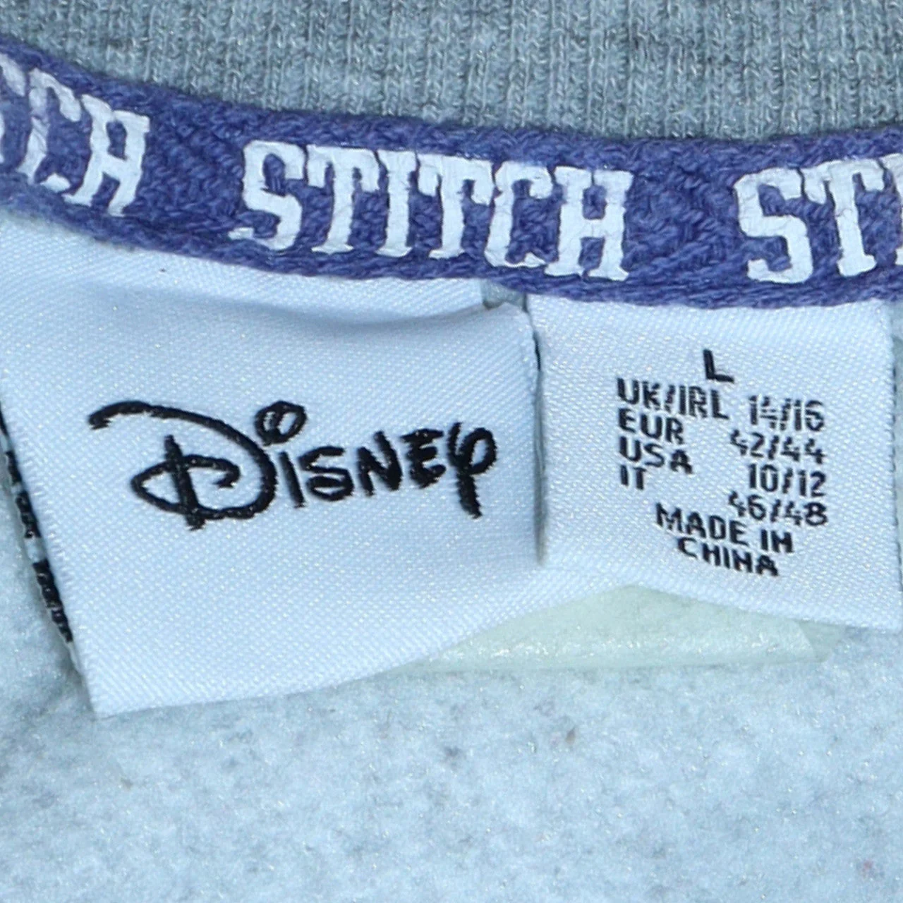 Disney Women’s Grey Stitch Sweatshirt L 14/16 Pullover Crew Neck - Image 4