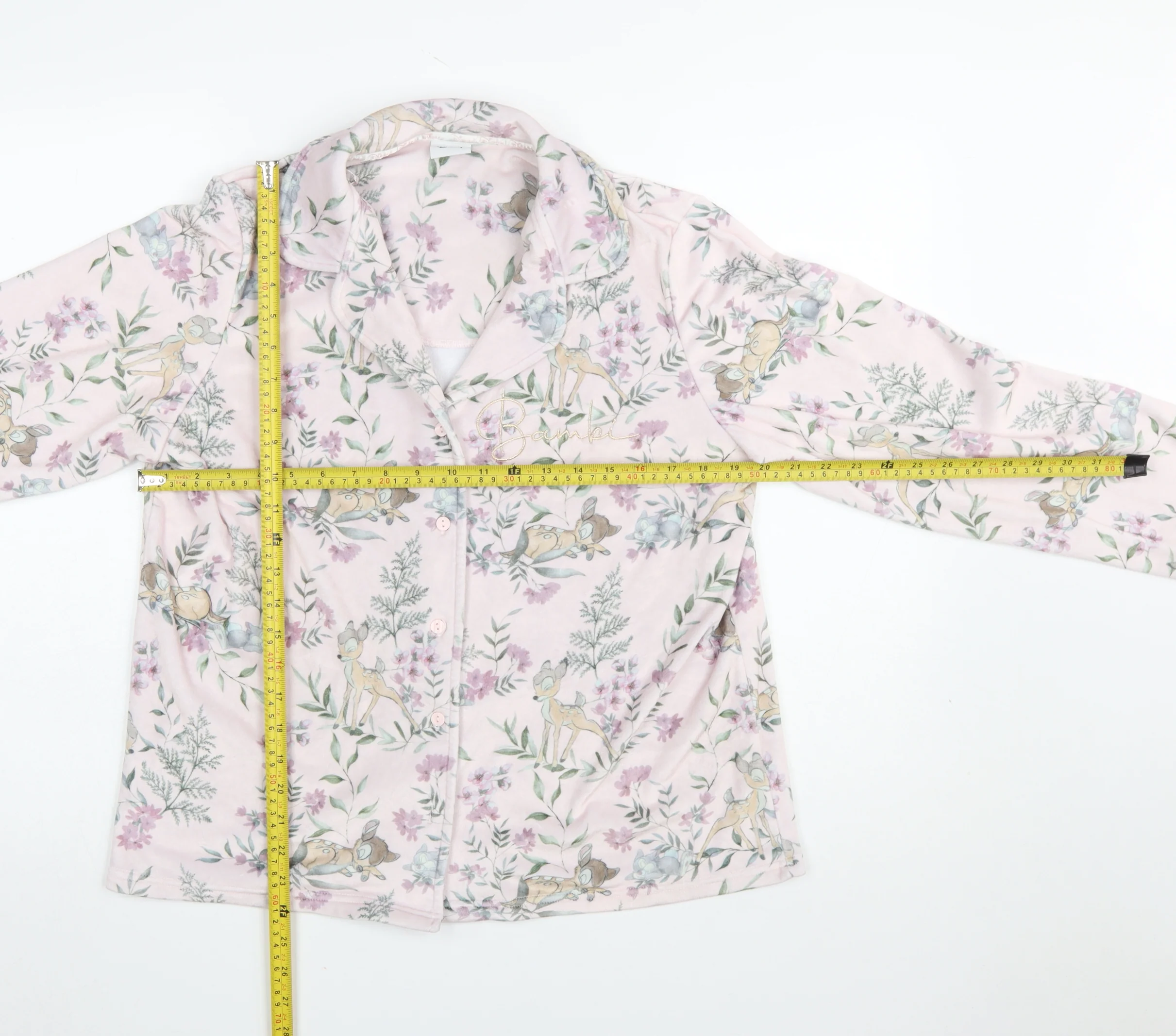 Disney Women’s Pink Bambi Floral Fleece Pyjama Top UK 12-14 - Image 2