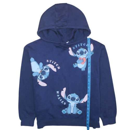 Disney Women Stitch Blue Pullover Hoodie L Graphic Print Cotton Blend - Image 2