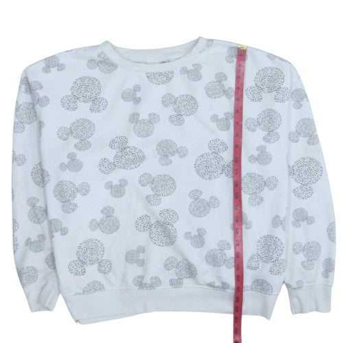 Disney Women White Grey Mickey Print Pullover Sweatshirt XL - Image 2