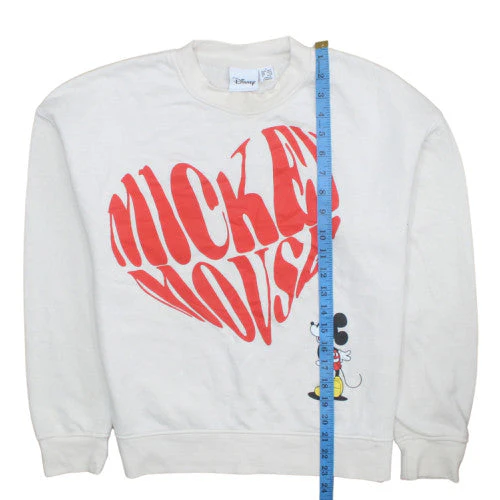 Disney Women White Mickey Mouse Graphic Pullover Sweatshirt Size S - Image 2
