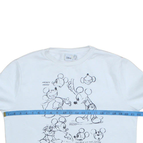 Disney Women White Mickey Mouse Sketch Crew Neck Sweatshirt Size M 12/14 - Image 3