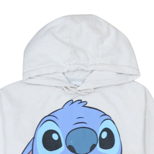 Disney Women White Stitch Hoodie Medium Pullover Sweatshirt - Image 8