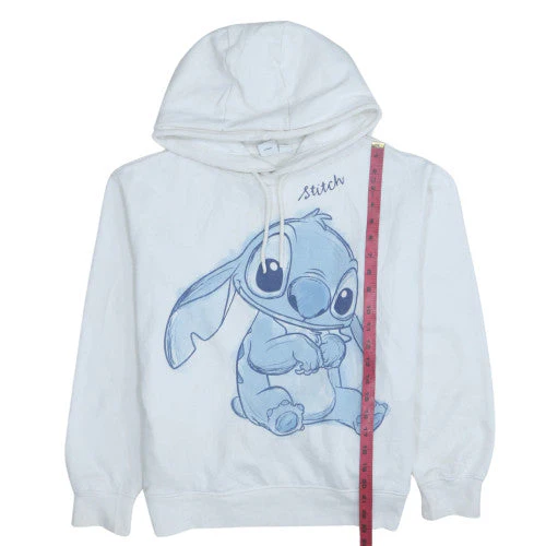 Disney Women White Stitch Pullover Hoodie Size 10/12 Fleece Sweatshirt - Image 3