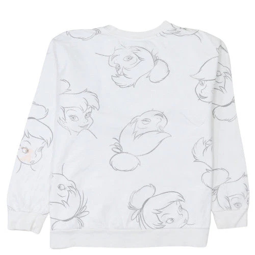 Disney Women White Tinker Bell Sweatshirt L Crew Neck Pullover - Image 4