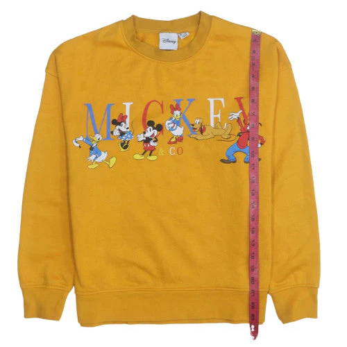 Disney Women Yellow Mickey & Co Sweatshirt Size 12 Cotton Fleece Pullover - Image 3