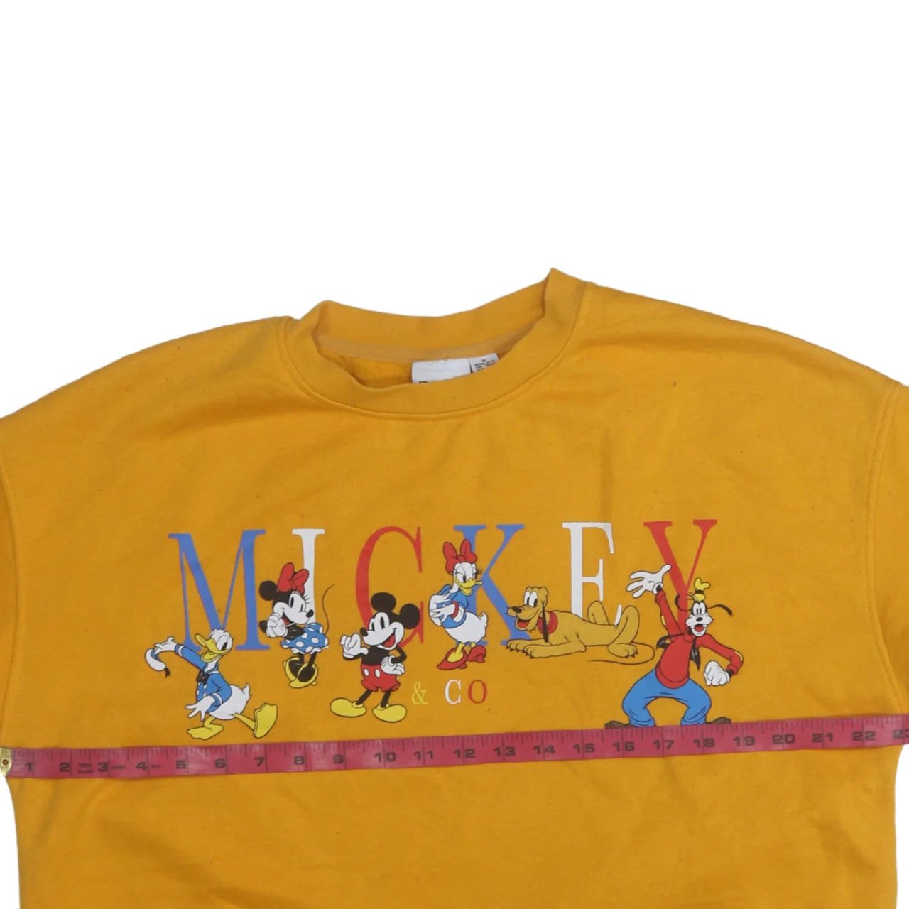 Disney Women Yellow Mickey & Co Sweatshirt Size M 12/14 Crew Neck - Image 2