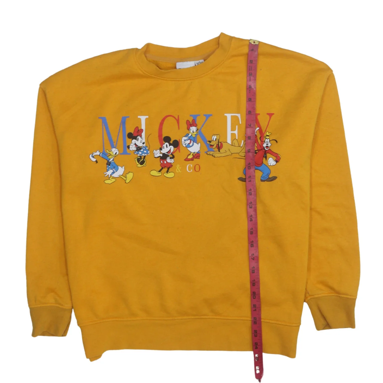 Disney Women Yellow Mickey & Co Sweatshirt Size M 12/14 Crew Neck - Image 3