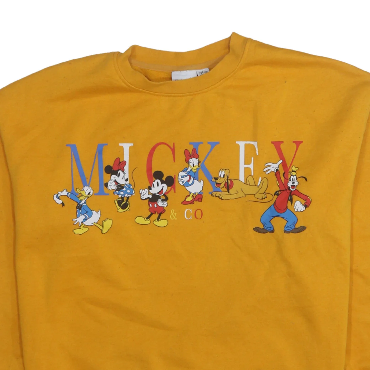 Disney Women Yellow Mickey & Co Sweatshirt Size M 12/14 Crew Neck - Image 7