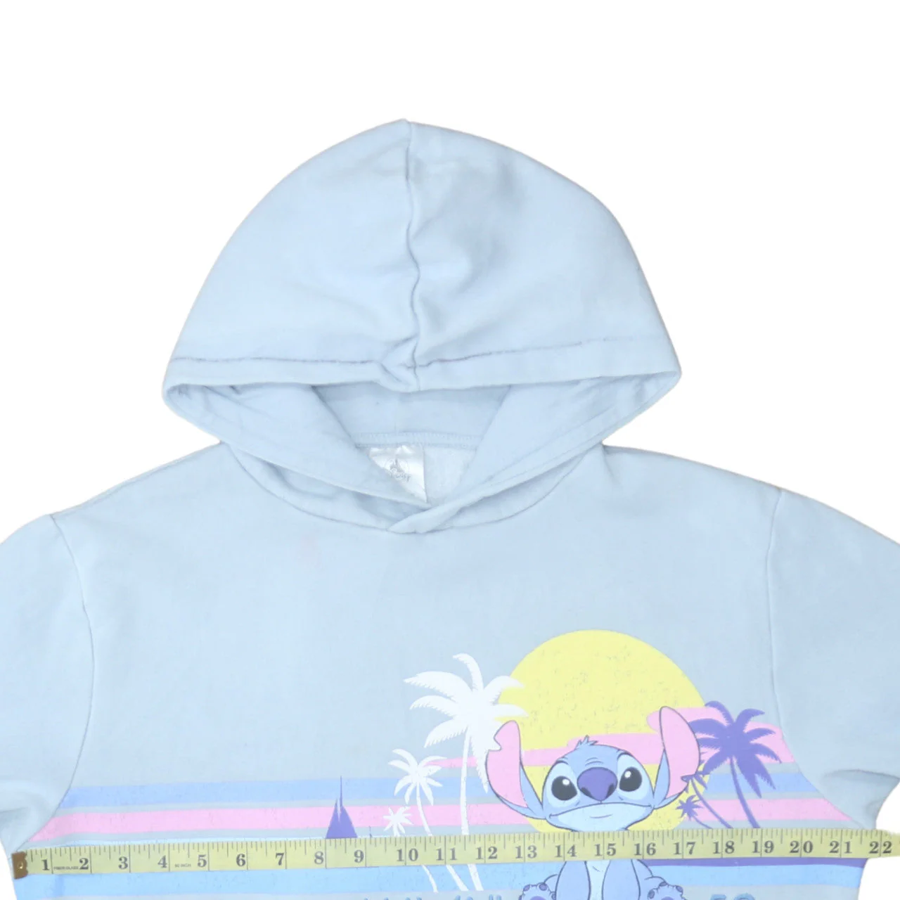 Disney Womens Blue Stitch Hawaii Pullover Hoodie Size S - Image 3
