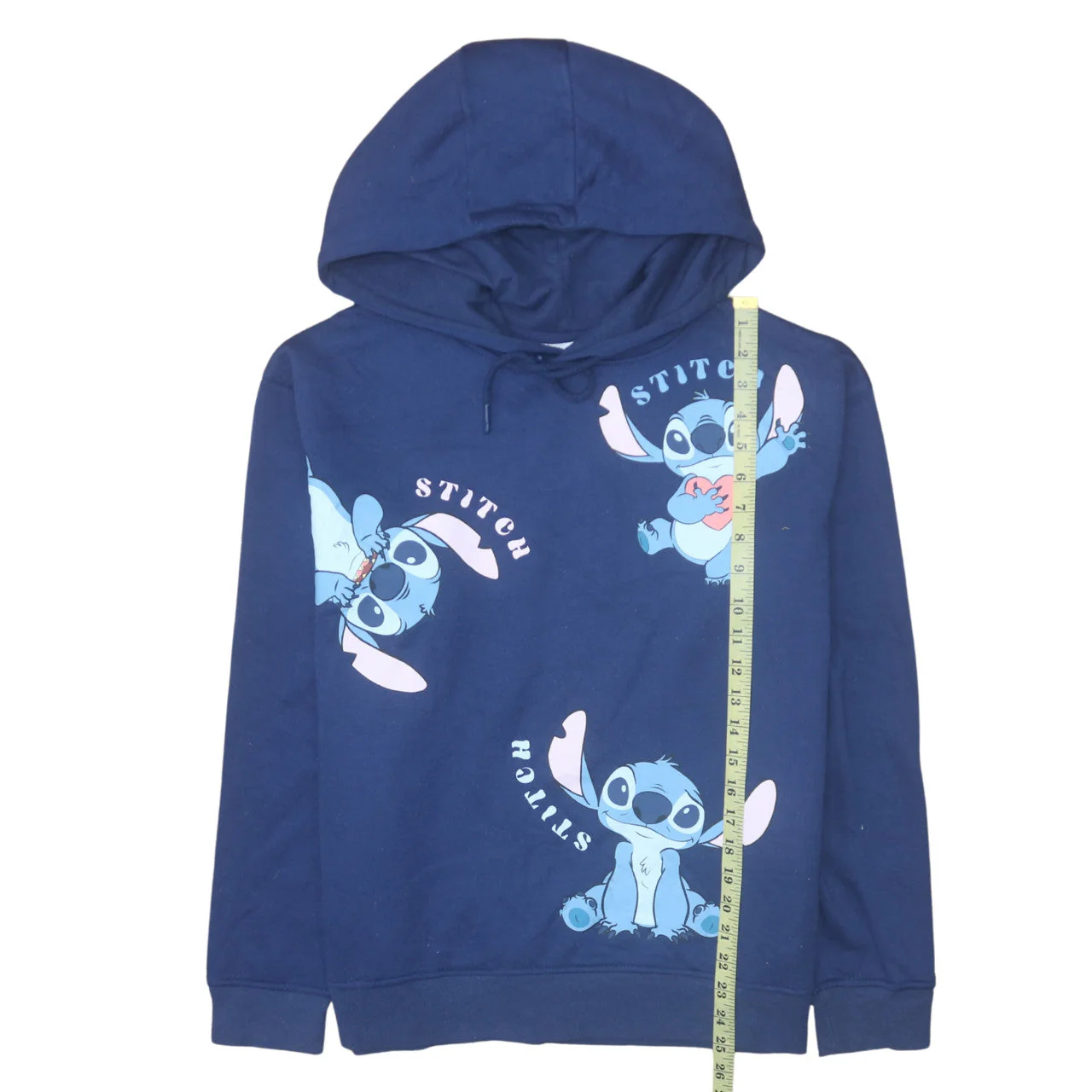 Disney Womens Blue Stitch Hoodie Size 12/14 Pullover Hooded Sweatshirt - Image 3
