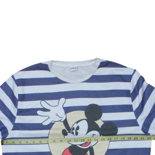 Disney Womens Blue White Striped Mickey Mouse Pullover Sweatshirt L - Image 3