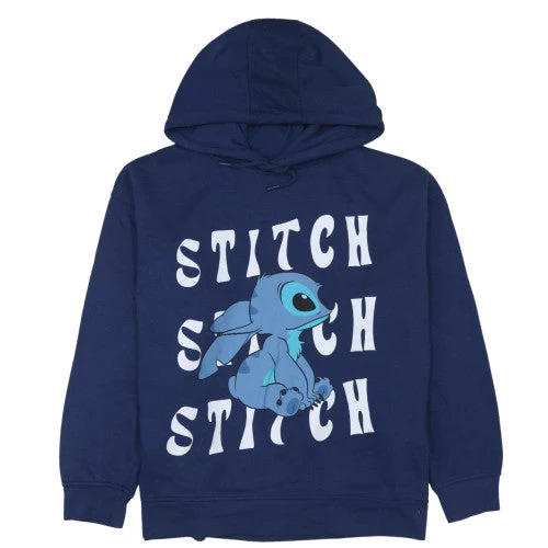 Disney Women's Navy Blue Stitch Pullover Hoodie 2XL