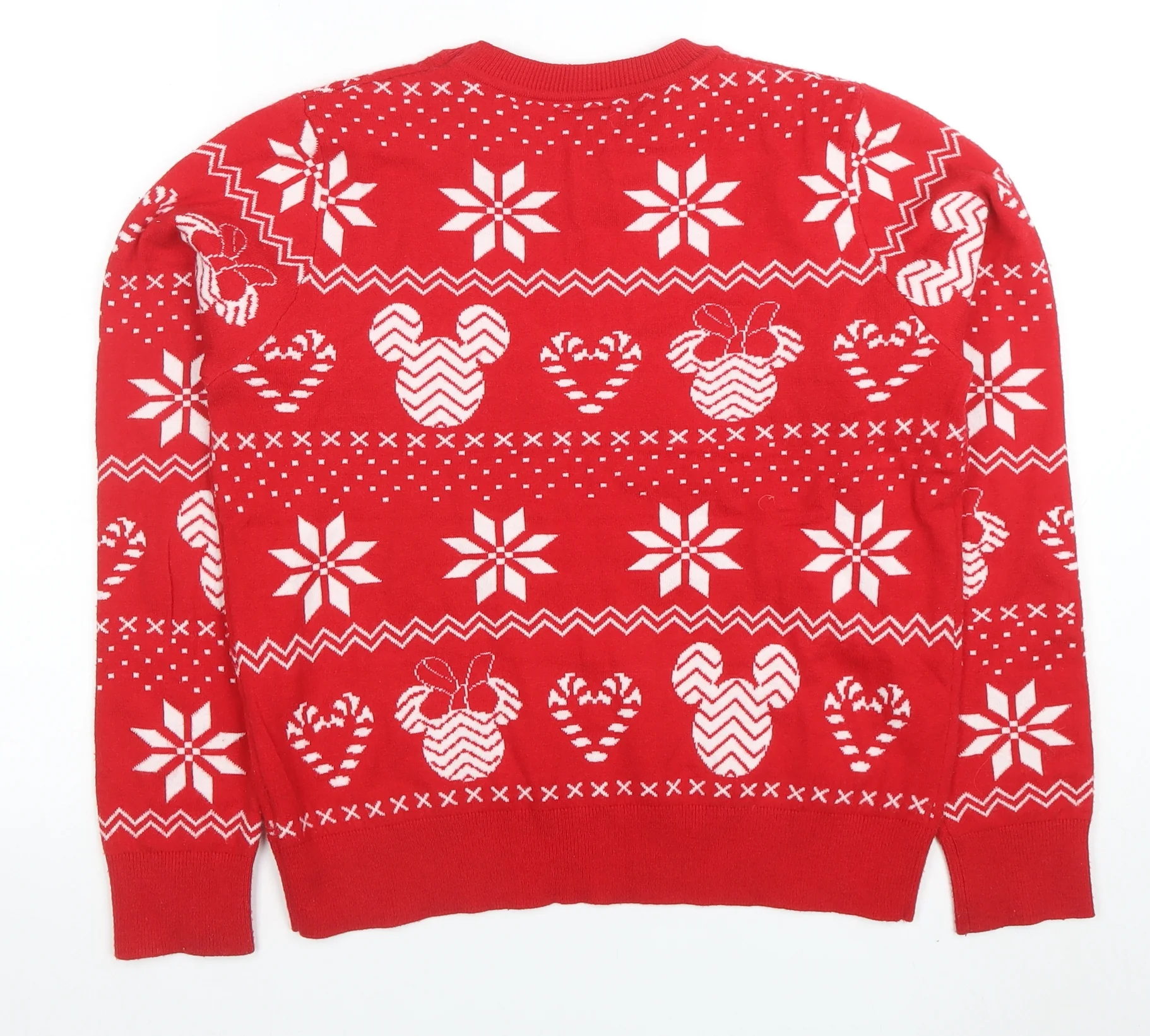 Disney Womens Red Christmas Mickey Mouse Pullover Jumper Size M - Image 3
