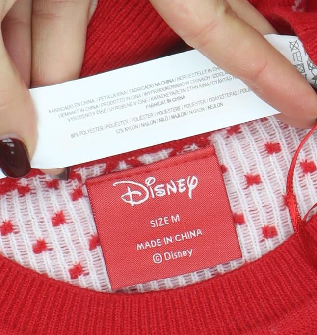 Disney Womens Red Christmas Mickey Mouse Pullover Jumper Size M - Image 4