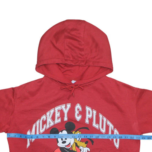 Disney Womens Red Mickey & Pluto Hoodie Size M 12/14 Pullover - Image 3