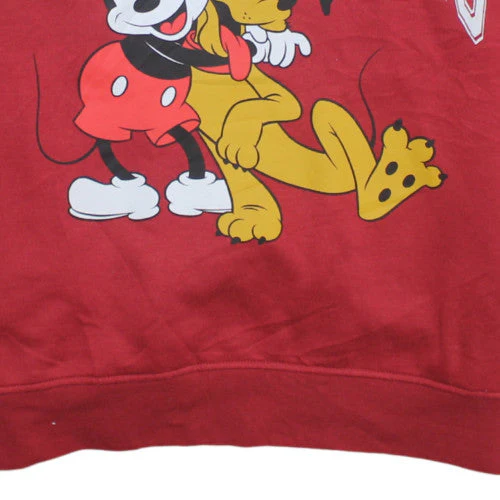 Disney Womens Red Mickey & Pluto Hoodie Size M 12/14 Pullover - Image 7