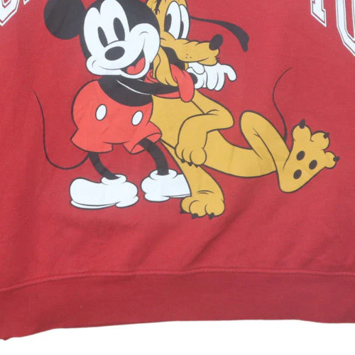 Disney Womens Red Mickey & Pluto Pullover Hoodie XL Cotton Blend - Image 7
