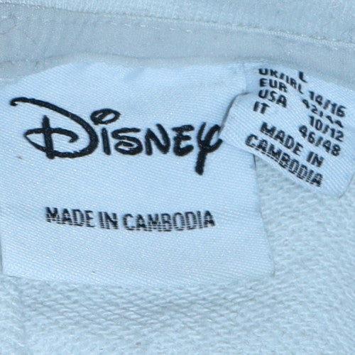 Disney Women's White Mickey & Minnie Crew Neck Pullover Sweatshirt L - Image 5