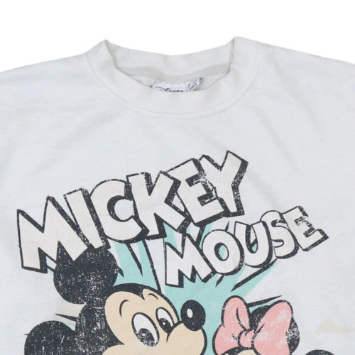 Disney Women's White Mickey & Minnie Crew Neck Pullover Sweatshirt L - Image 8