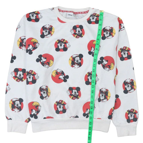 Disney Women's White Mickey Mouse Printed Pullover Sweatshirt L - Image 3