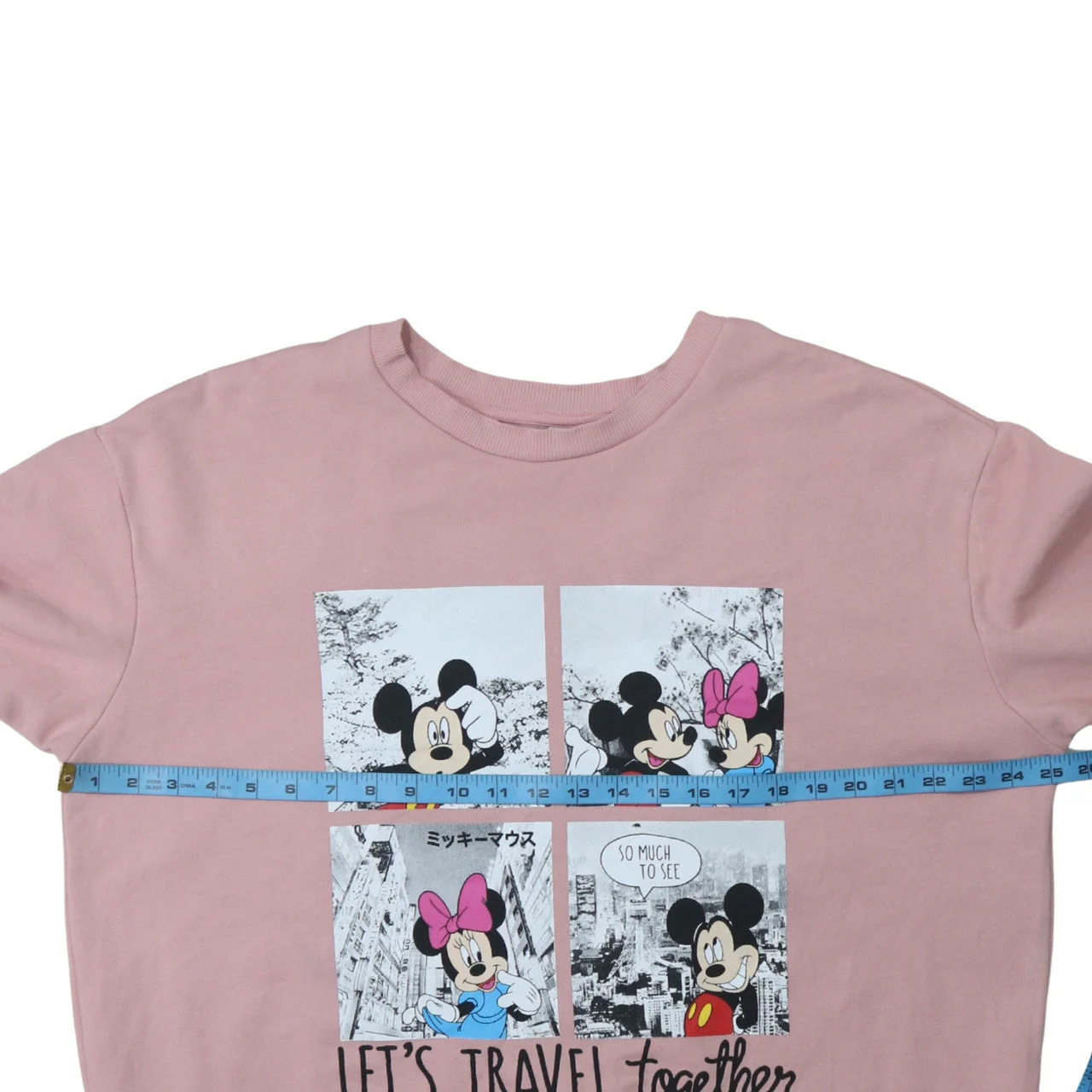 Disney x George Pink Mickey & Minnie Travel Sweatshirt Women L - Image 3