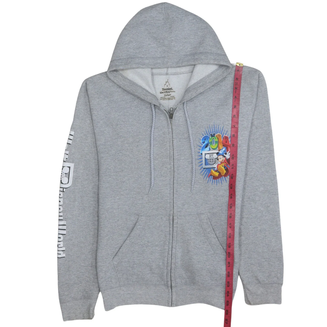 Disneyland Walt Disney World Hanes Grey Full Zip Hoodie Women S 2014 Mickey Graphic - Image 2