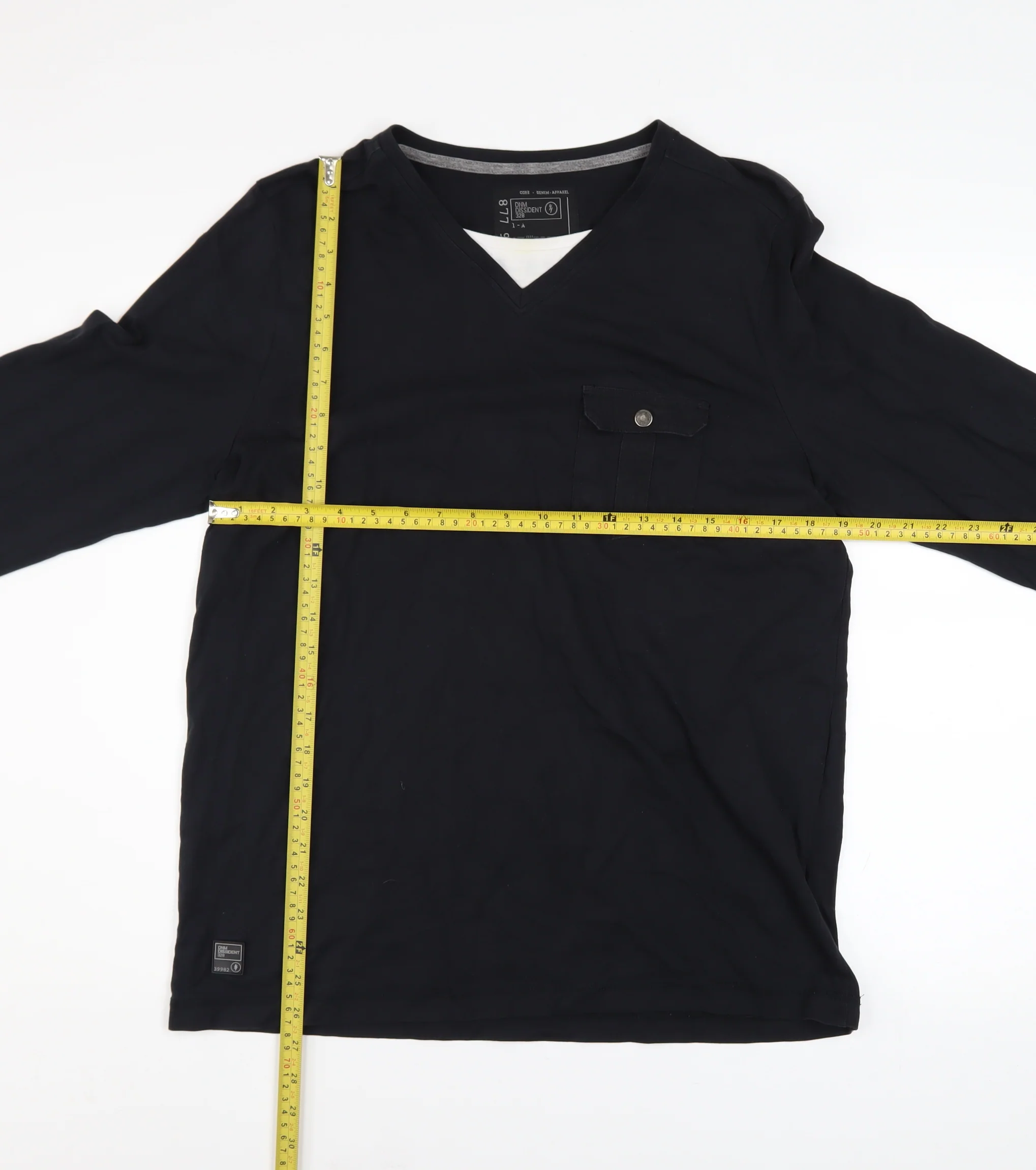 Dissident Men's Black Cotton Long Sleeve V-Neck Casual Shirt Size L - Image 2