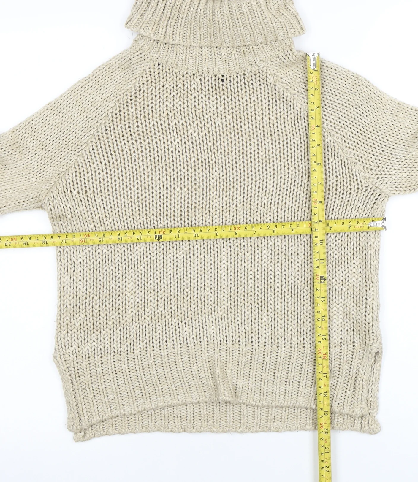 DIVIDED Women's Beige Roll Neck Chunky Knit Jumper XS - Image 2