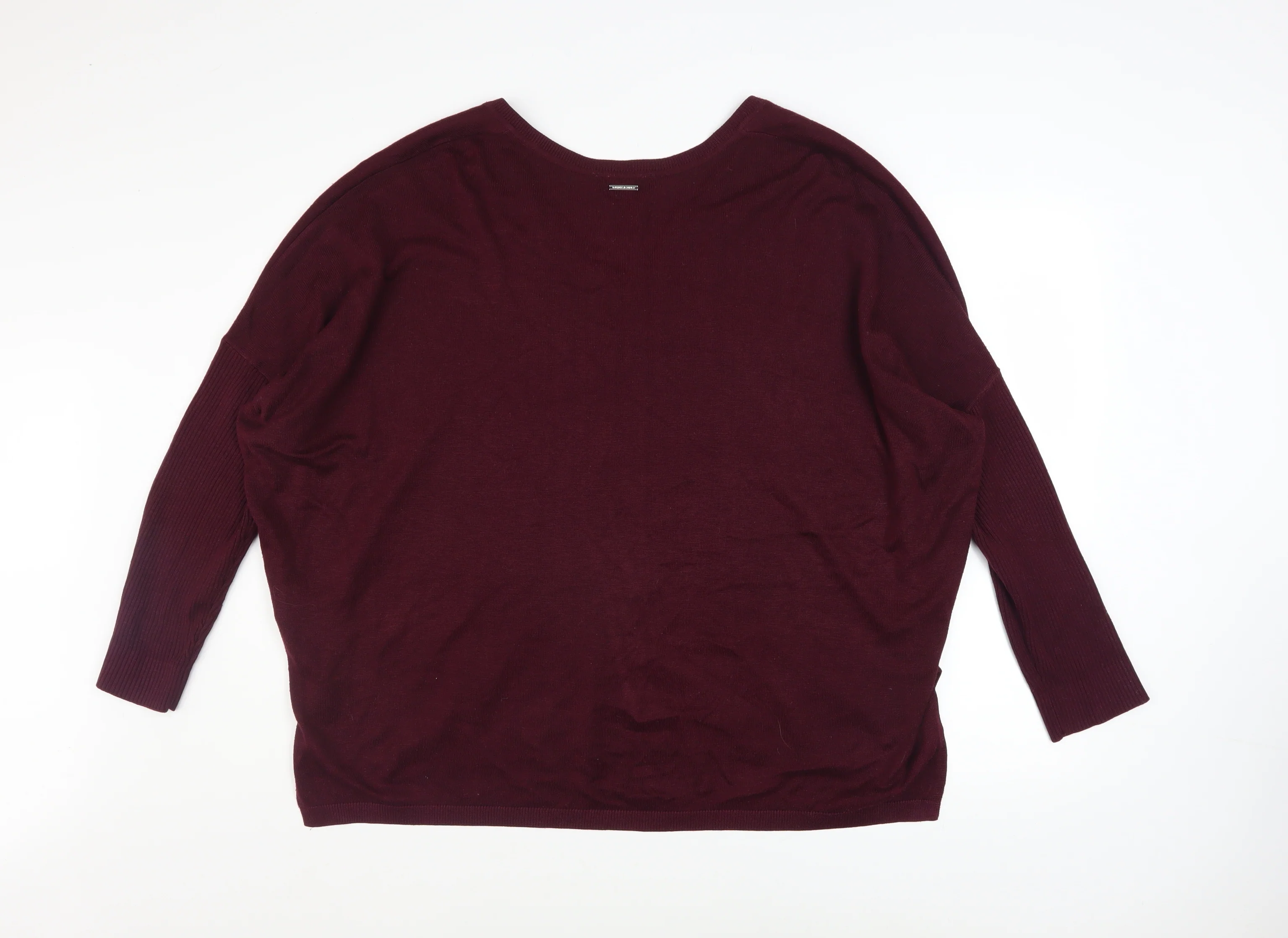 DKNY Jeans Womens Red Star Pattern V-Neck Relaxed Knit Jumper Size L - Image 3