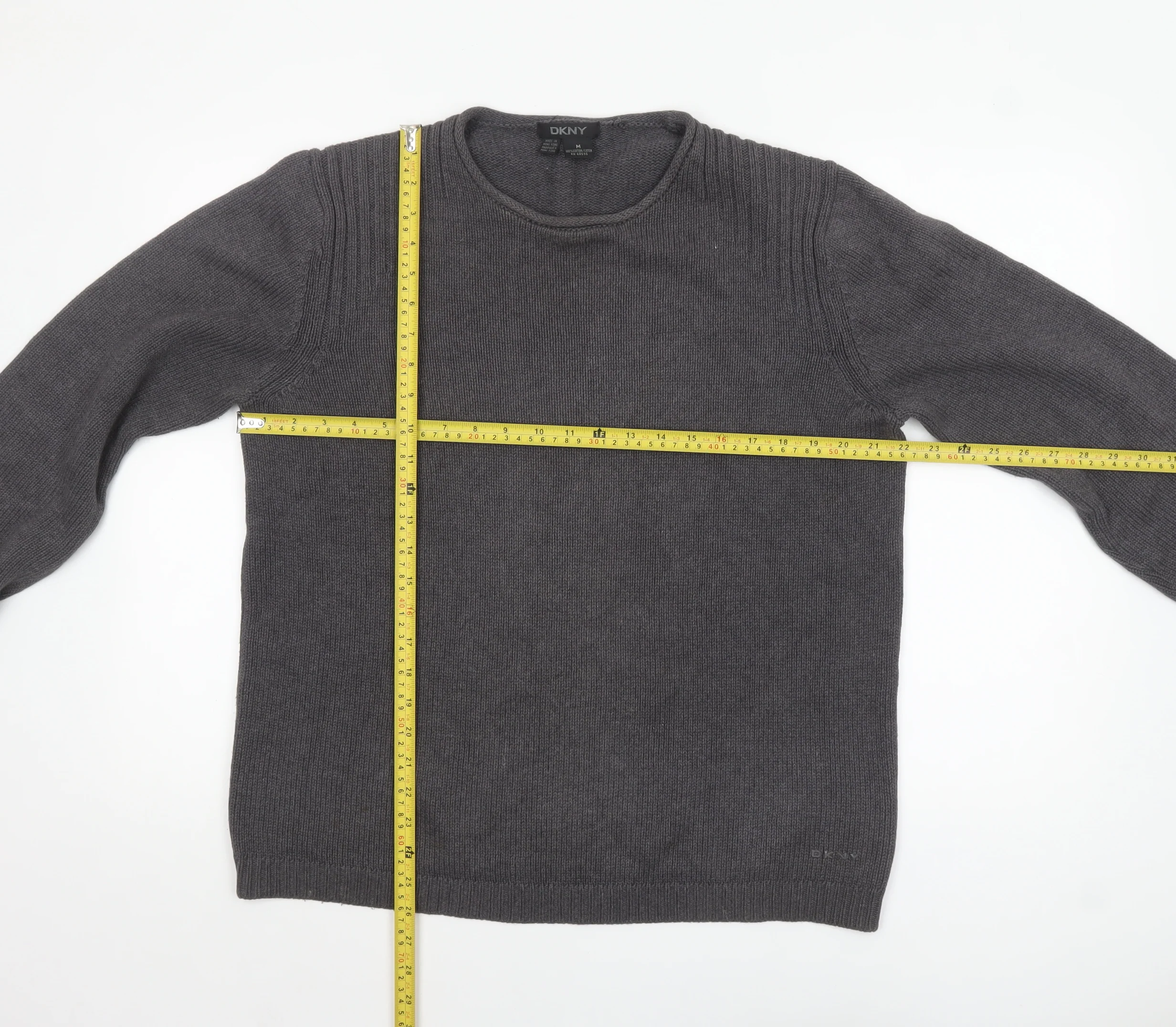 DKNY Men's Grey Cotton Crew Neck Pullover Jumper Size M - Image 2