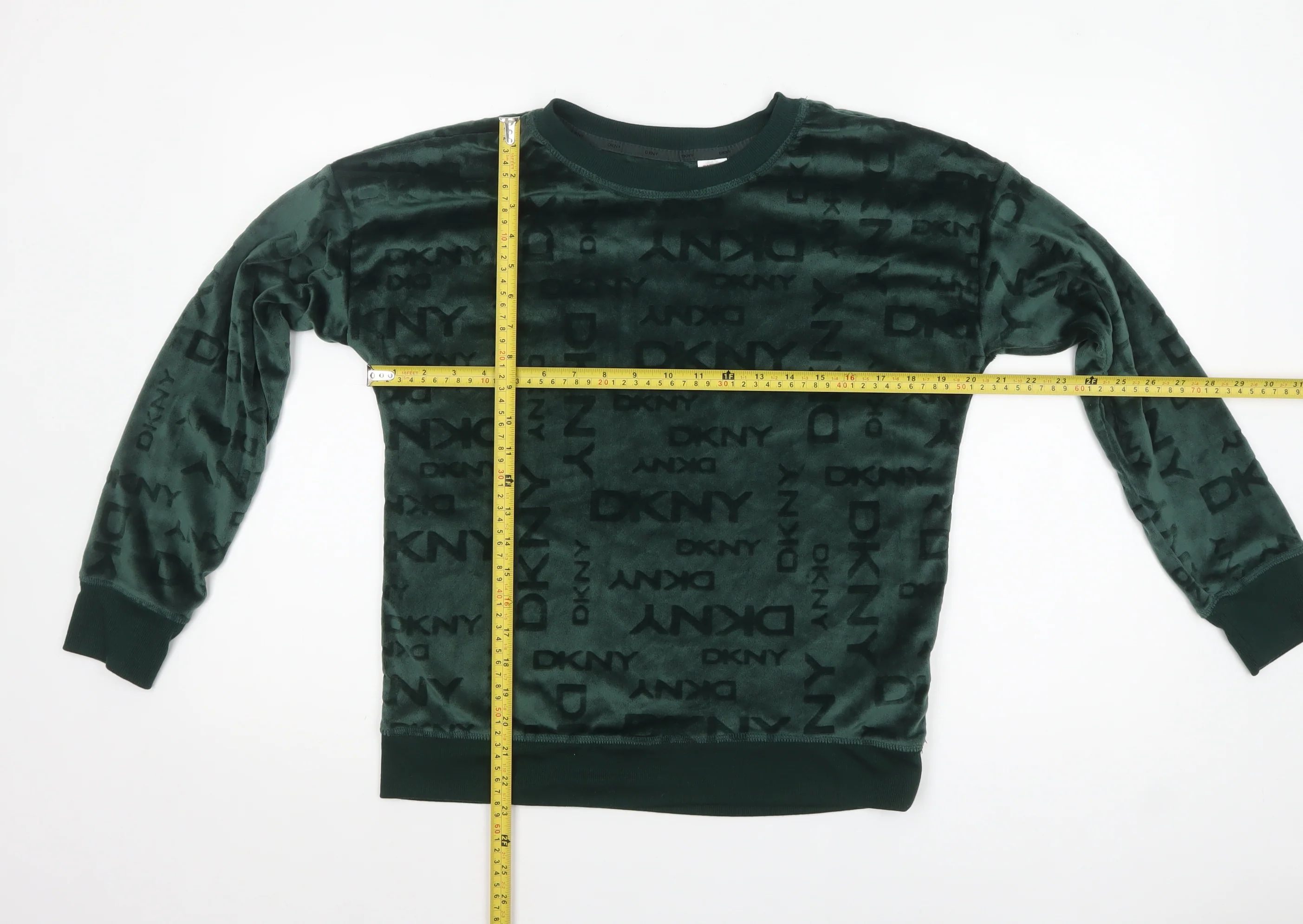 DKNY Women Green Velour Long Sleeve Lounge Top Size S - Image 2