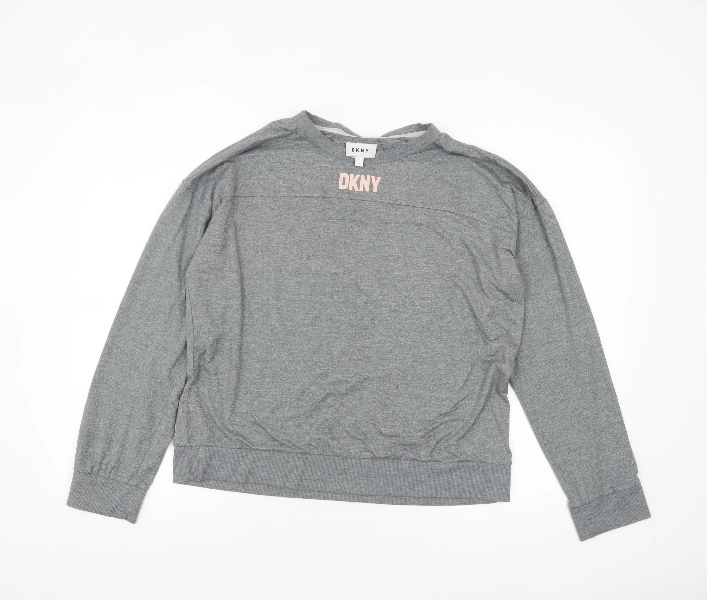 DKNY Women Grey Long Sleeve Crew Neck Jersey T-Shirt M