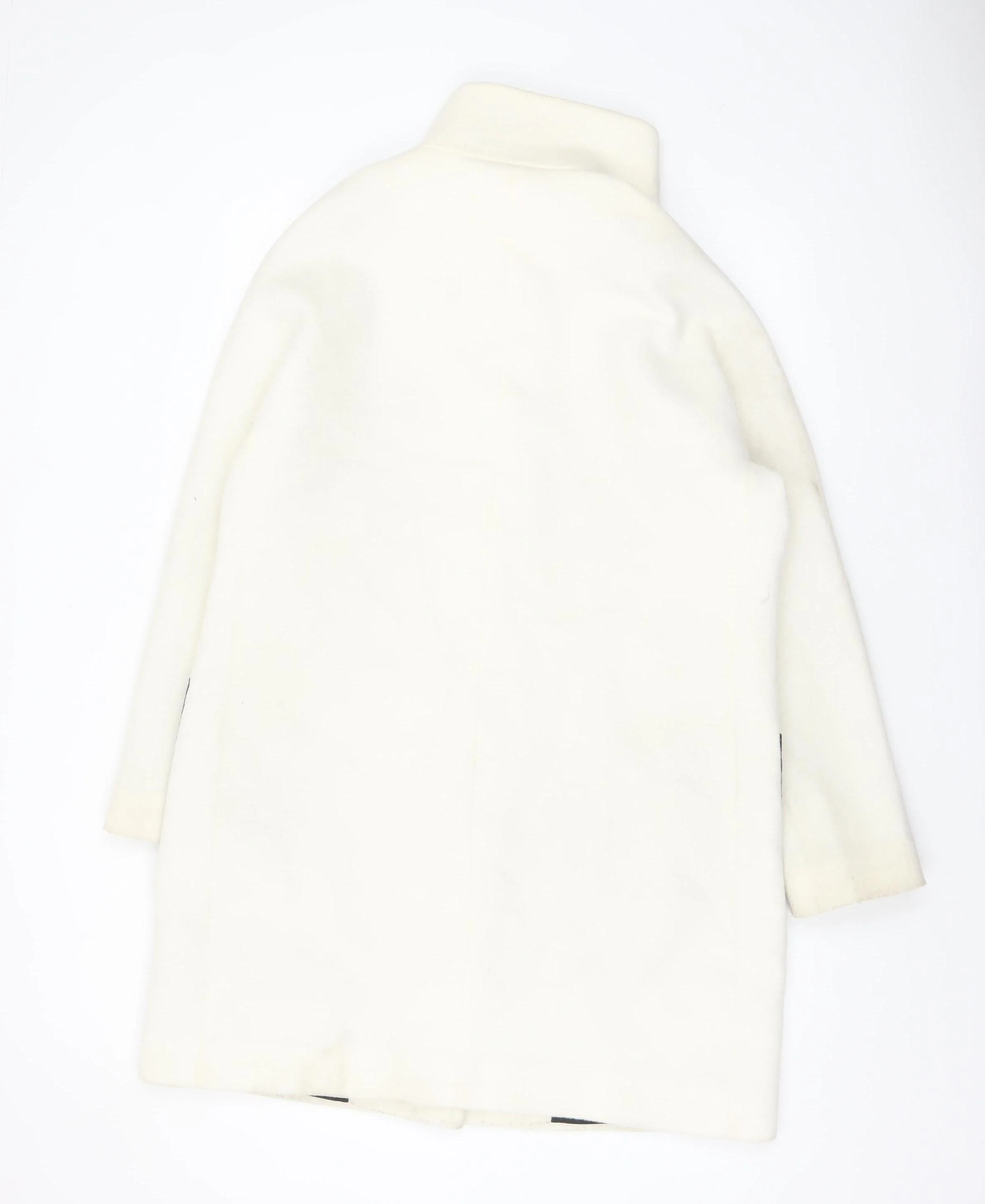 DKNY Women’s Ivory Wool Blend Overcoat Size 12 Long Designer Style - Image 3