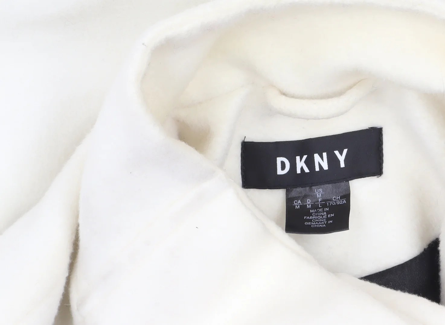 DKNY Women’s Ivory Wool Blend Overcoat Size 12 Long Designer Style - Image 5