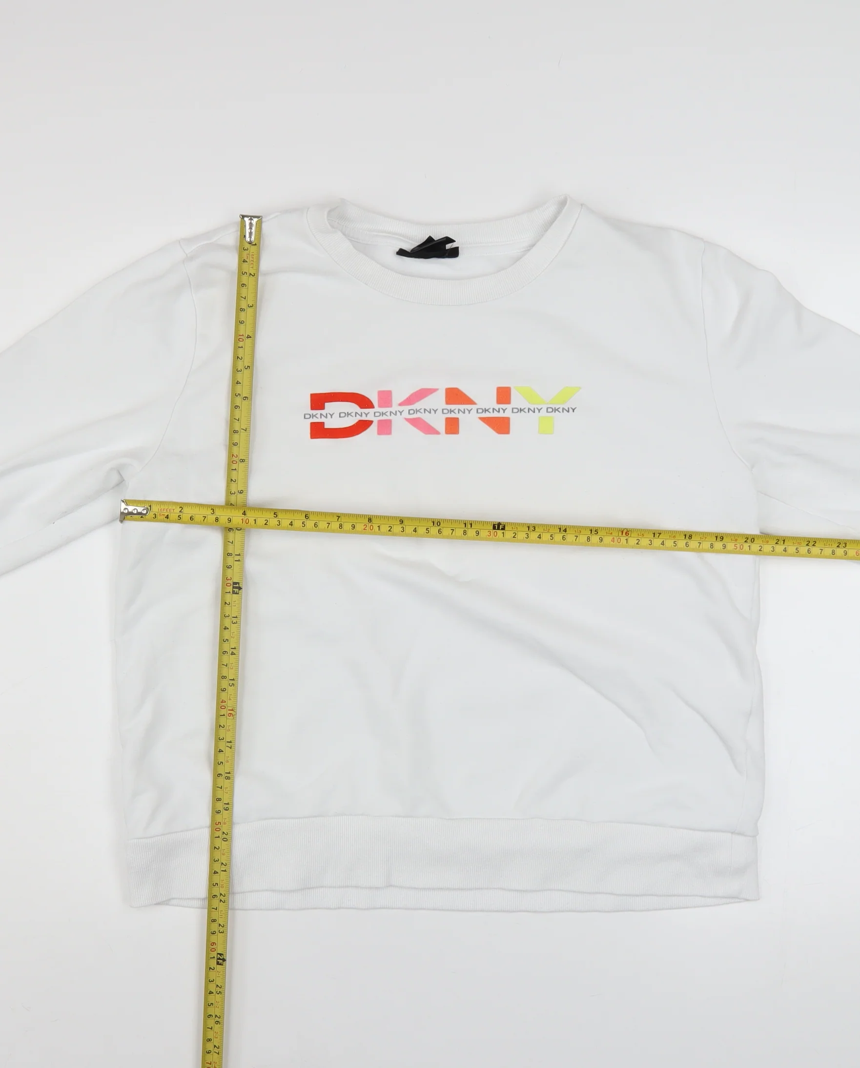 DKNY Women White Cotton Blend Logo Sweatshirt Size M - Image 2
