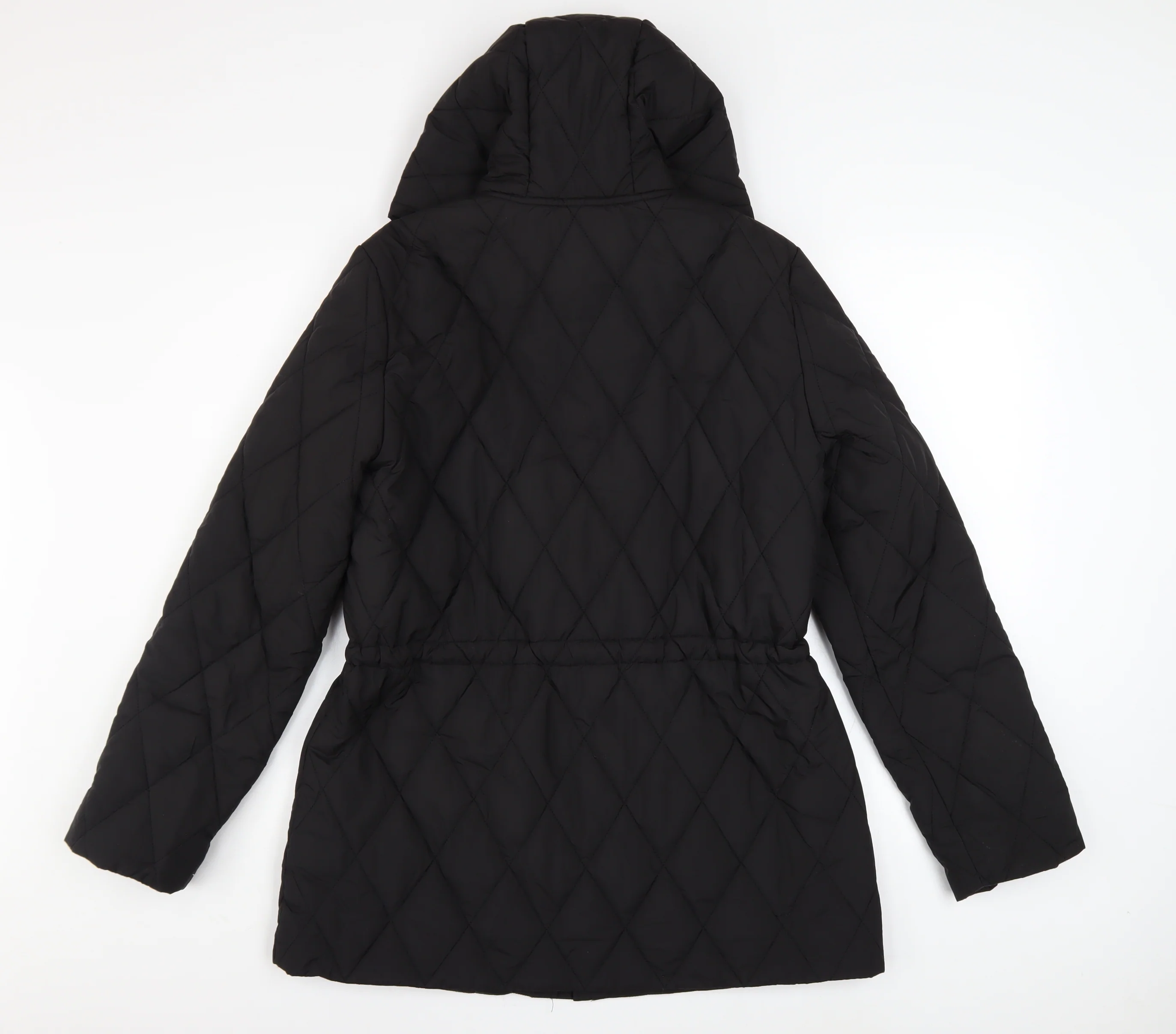 DKNY Women's Black Quilted Hooded Mid-Length Puffer Jacket Size M - Image 3