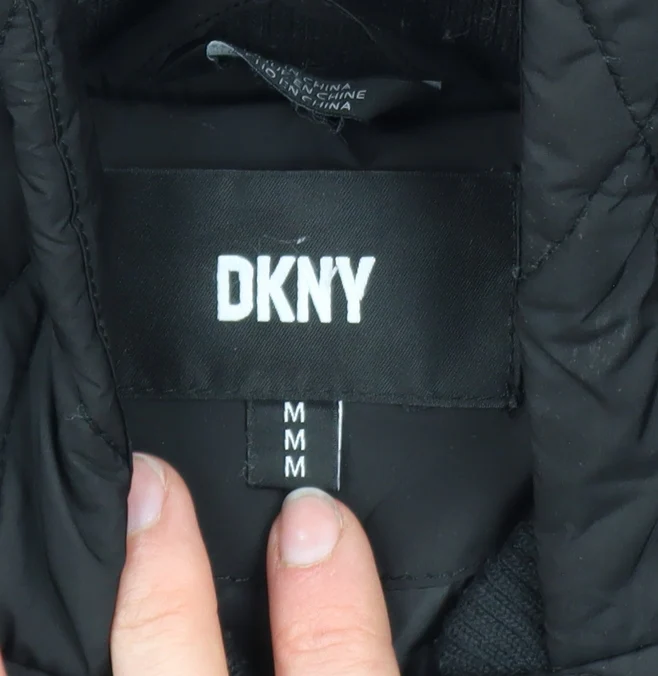 DKNY Women's Black Quilted Hooded Mid-Length Puffer Jacket Size M - Image 4
