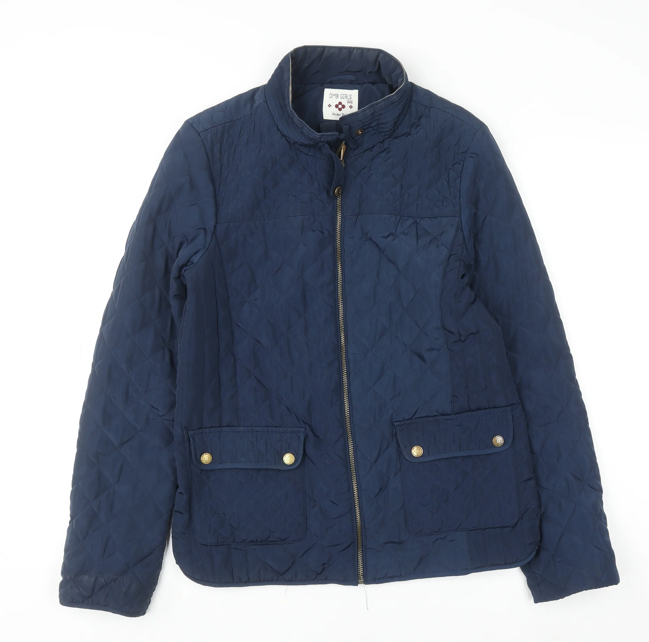 DMB Girls Blue Quilted Zip-Up Winter Jacket – Size 15-16 Years