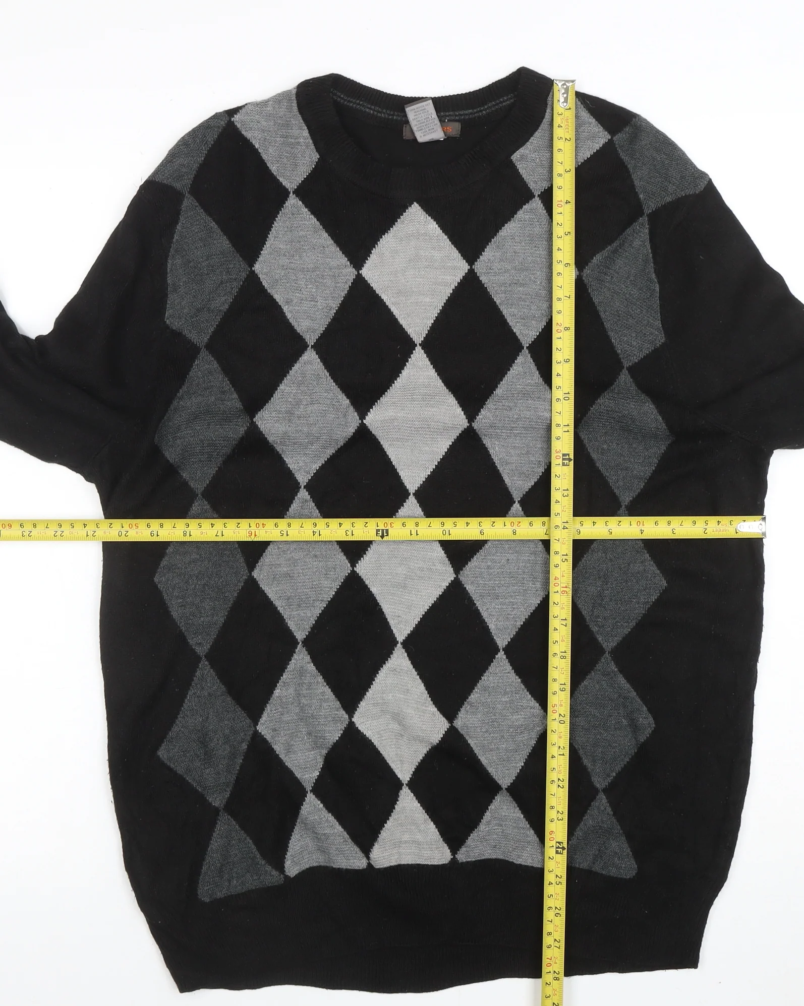 Dockers Men's Black Argyle Pullover Jumper L Crew Neck Knit - Image 2