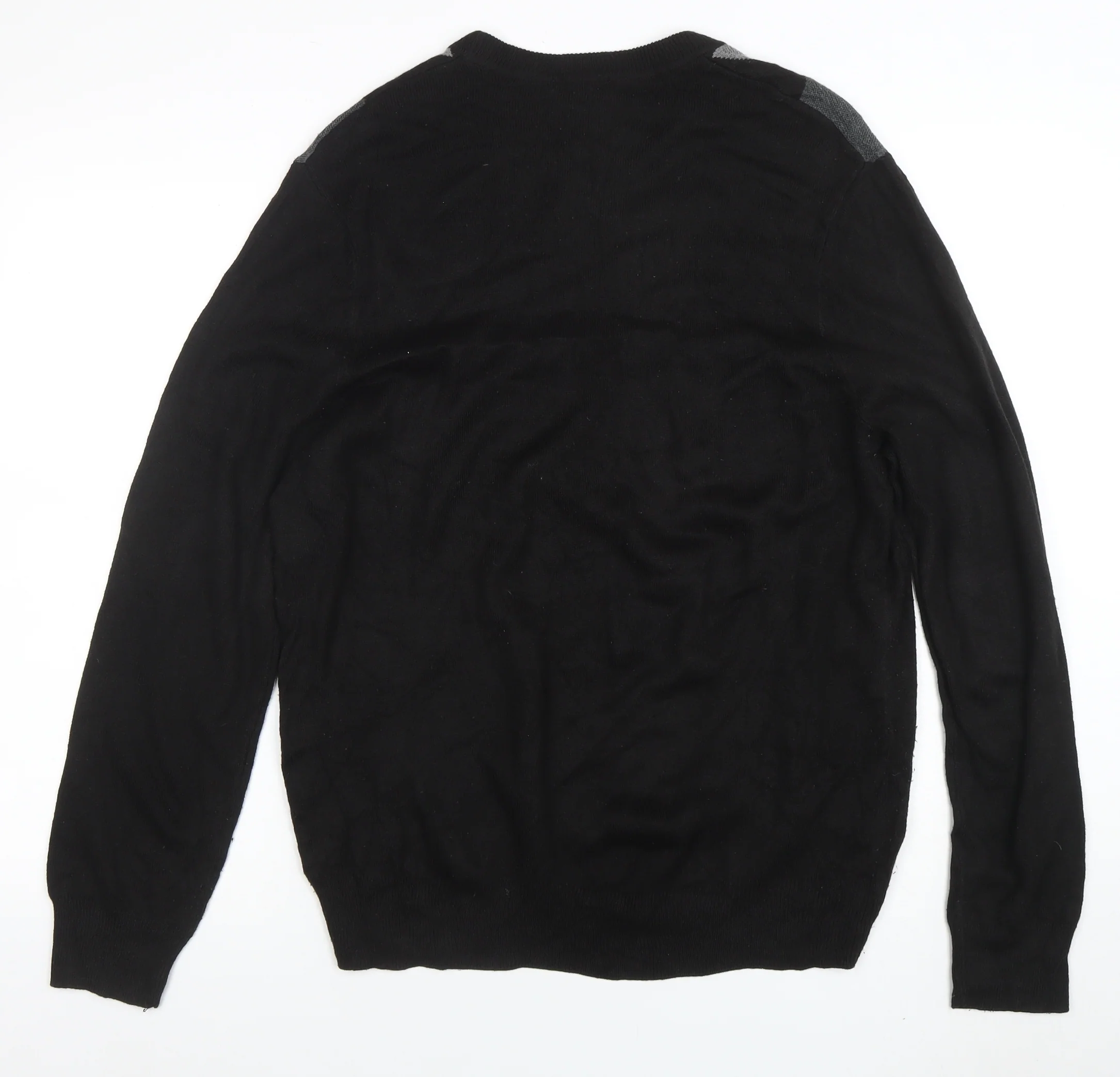 Dockers Men's Black Argyle Pullover Jumper L Crew Neck Knit - Image 3